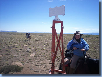 Ale on the border, on the Crossing the Andes on Horseback in Northern patagonia Trail